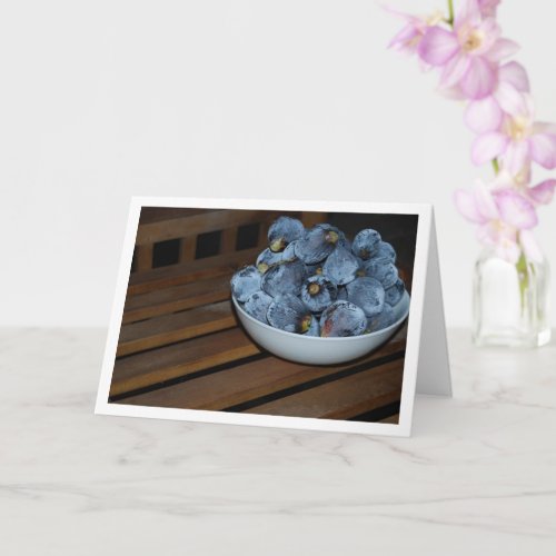 Bowl of Fig Fruit on Wooden Table Card