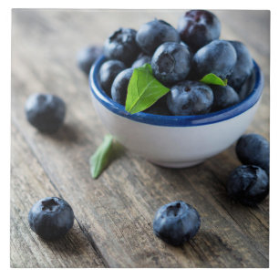 Bowl of Fresh Blueberries Ceramic Tile