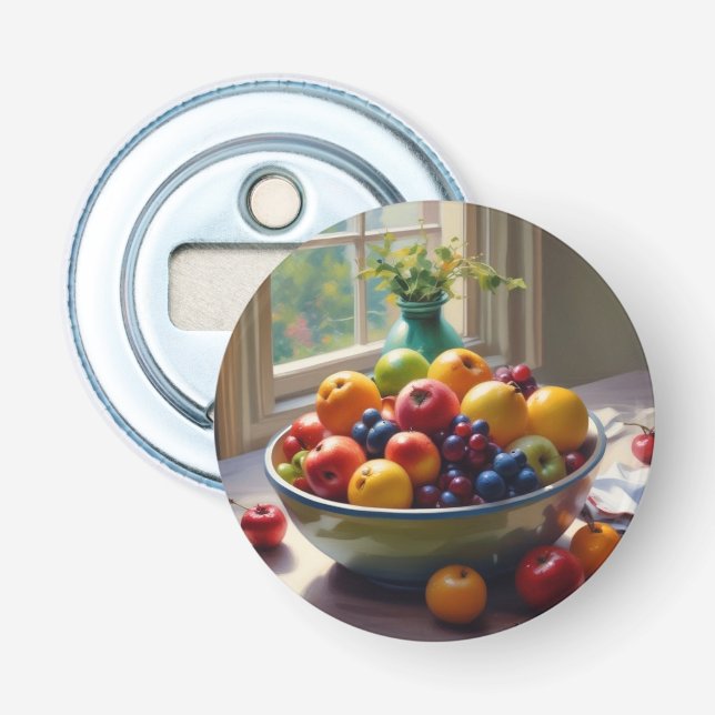 Bowl of fruit on table classical oil painting bottle opener (Front)