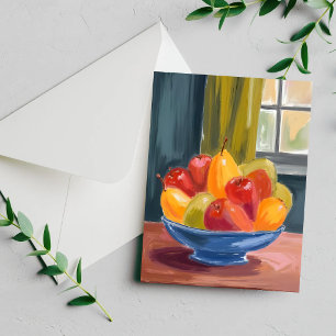 Bowl of Fruit Watercolor Painting Card
