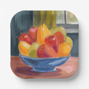 Bowl of Fruit Watercolor Painting Paper Plates