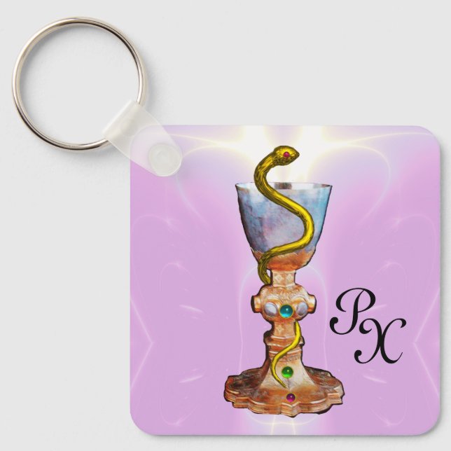 BOWL OF HYGEIA , MEDICINE ,PHARMACY MONOGRAM KEYCHAIN (Front)