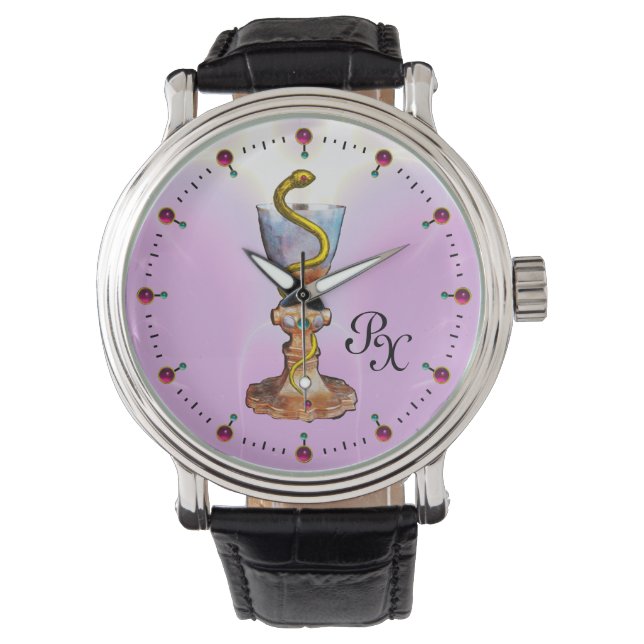 BOWL OF HYGEIA , MEDICINE ,PHARMACY MONOGRAM WATCH (Front)