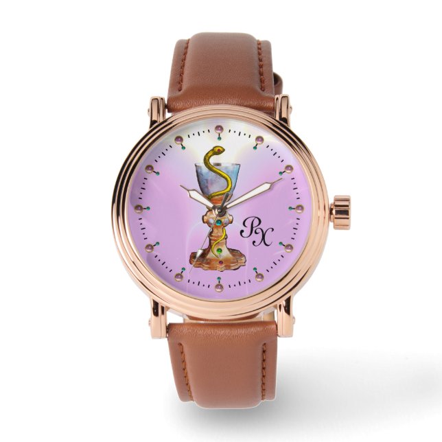 BOWL OF HYGEIA , MEDICINE ,PHARMACY MONOGRAM WATCH (Front)