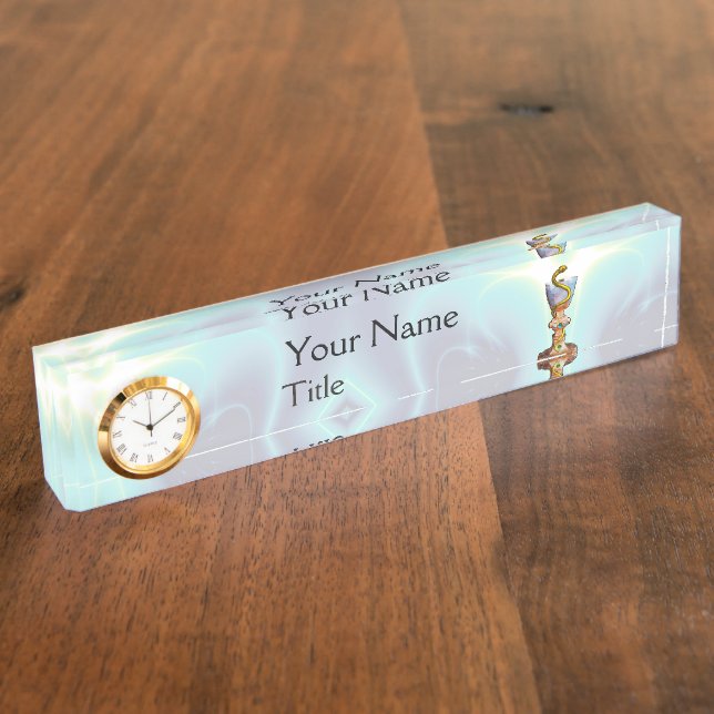 BOWL OF HYGEIA  Medicine, Pharmacy,Pharmacist Teal Name Plate (Side)