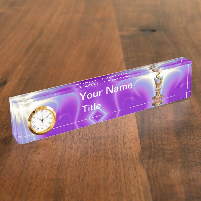 BOWL OF HYGEIA Medicine, Pharmacy,Purple Teal Desk Name Plate (Side)