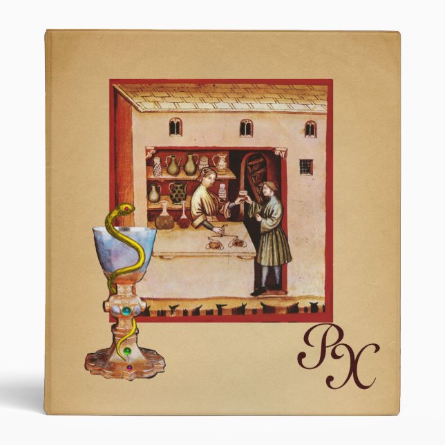 BOWL OF HYGEIA  MONOGRAM Medicine, Pharmacy 3 Ring Binder (Front)