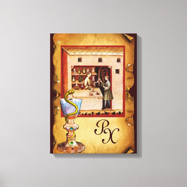BOWL OF HYGEIA  MONOGRAM Medicine, Pharmacy Canvas Print (Front)