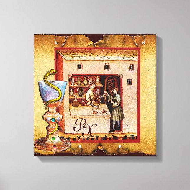 BOWL OF HYGEIA  MONOGRAM Medicine, Pharmacy Canvas Print (Front)