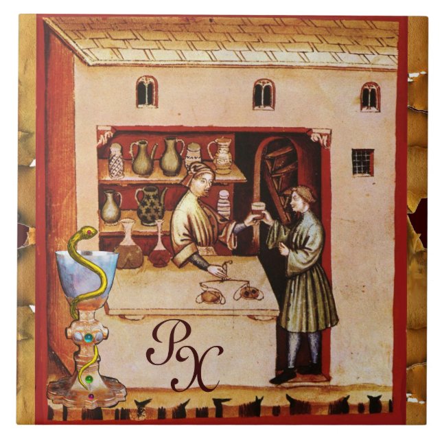 BOWL OF HYGEIA  MONOGRAM Medicine, Pharmacy Ceramic Tile (Front)