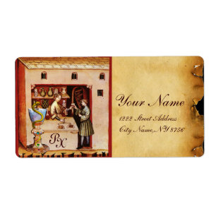 BOWL OF HYGEIA MONOGRAM,Medicine, Pharmacy Label