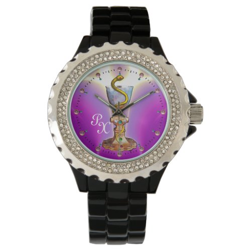 BOWL OF HYGEIA MONOGRAM Medicine Pharmacy Pink Watch