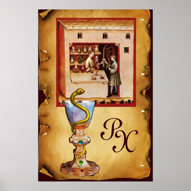 BOWL OF HYGEIA  MONOGRAM Medicine, Pharmacy Poster (Front)