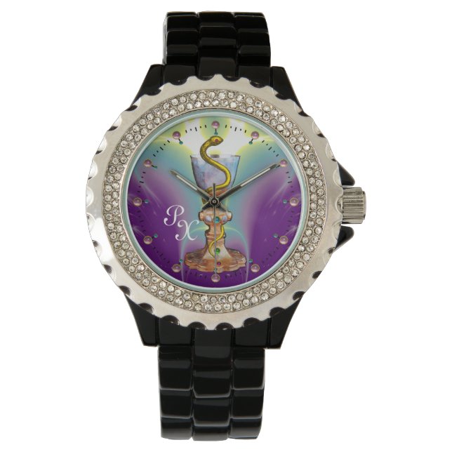 BOWL OF HYGEIA MONOGRAM Medicine, Pharmacy ,Purple Watch (Front)