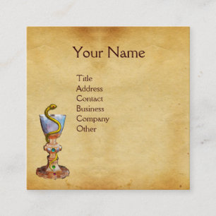 BOWL OF HYGEIA MONOGRAM Medicine, Pharmacy Square Business Card