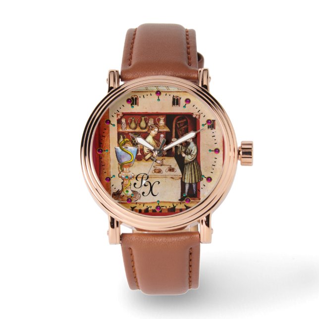 BOWL OF HYGEIA MONOGRAM Medicine, Pharmacy Watch (Front)