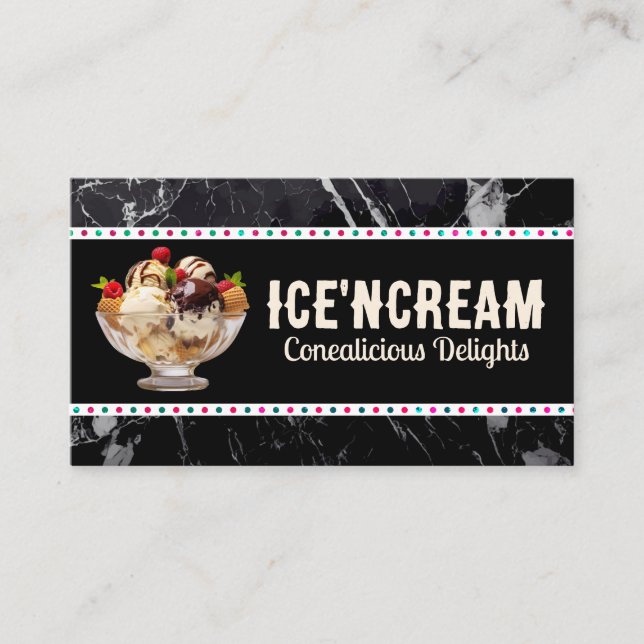 Bowl of Ice Cream Scoops Sundae Loyalty Card (Front)