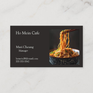 Bowl of lo mein with copy space business card