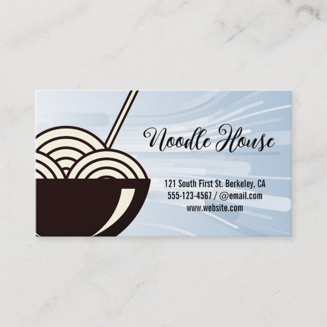 Bowl of Noodles and Chopsticks | Restaurant Business Card (Front)