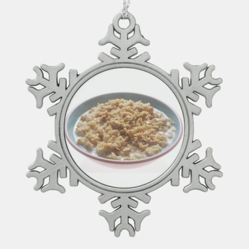 Bowl of Oatmeal Snowflake Pewter Christmas Ornament