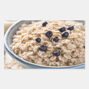 Bowl of Oatmeal with Blueberries Rectangular Sticker