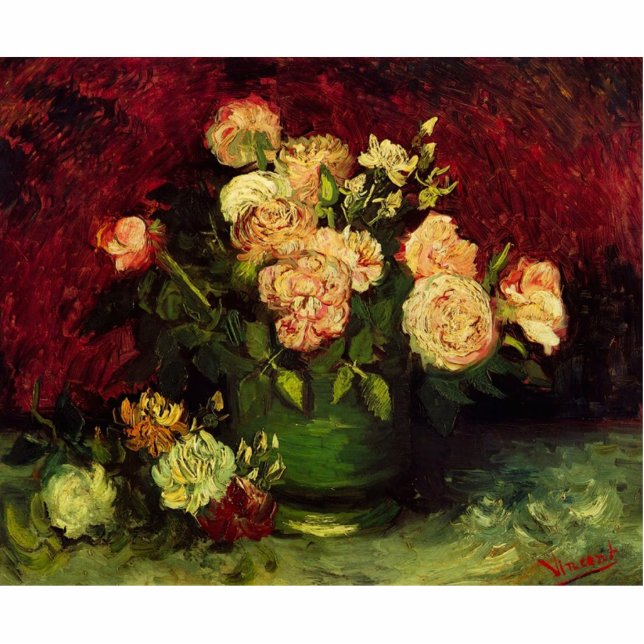 Bowl of Peonies and Rose,Vincent van Gogh.  World Statuette (Front)