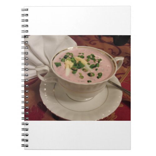 Bowl of Polish Beet Soup Chlodnik Recipe Notebook