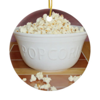 Bowl of Popcorn Ceramic Ornament
