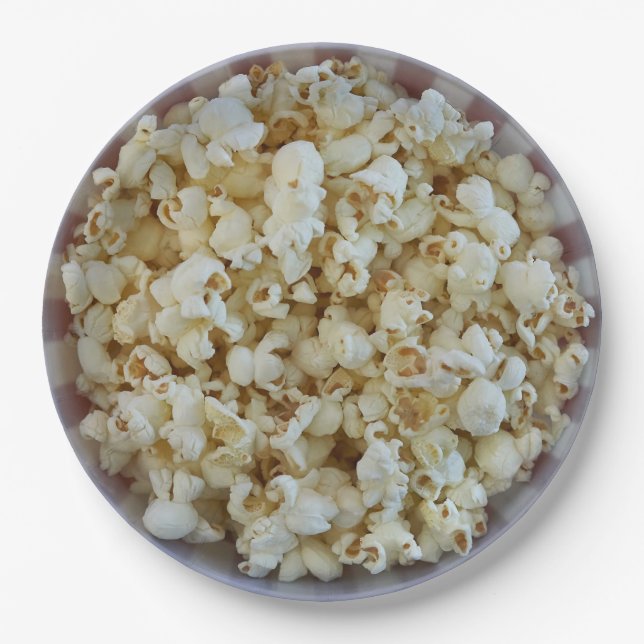 Bowl of Popcorn Disposable Paper Plates (Front)