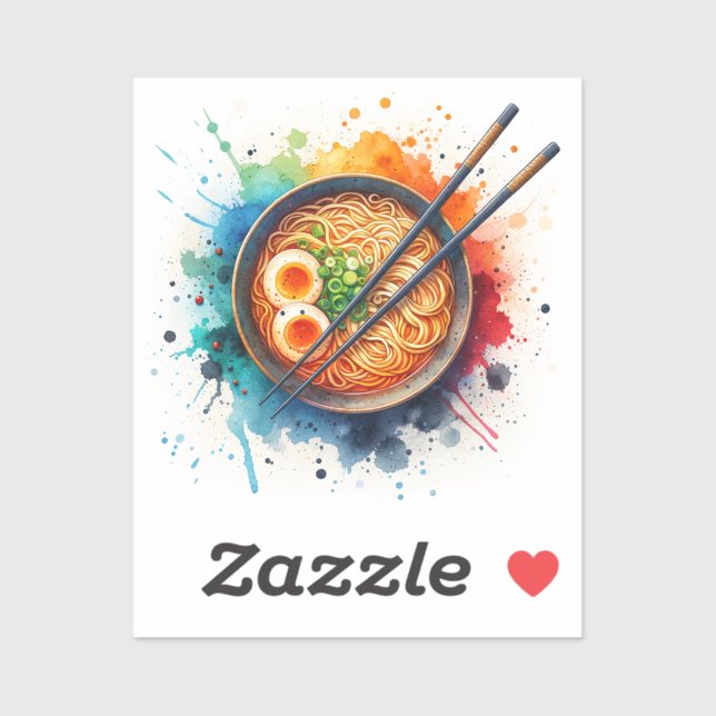 Bowl of Ramen Noodles, Egg and Chopsticks Sticker (Sheet)