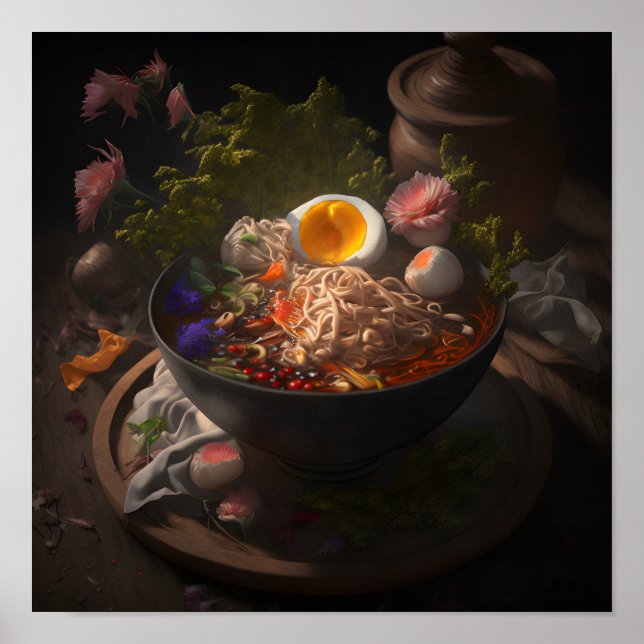 Bowl of Ramen Noodles Still Life Art Poster (Front)