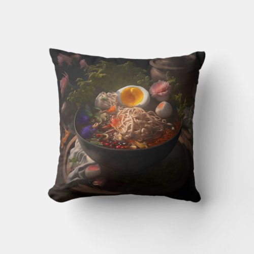 Bowl of Ramen Noodles Still Life  Throw Pillow