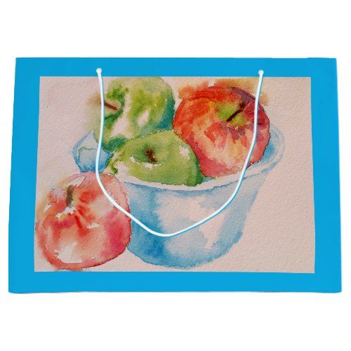 Bowl of Red and Green Apples Watercolour Gift Bag