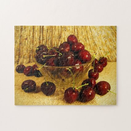 Bowl of Red Cherries Jigsaw Puzzle