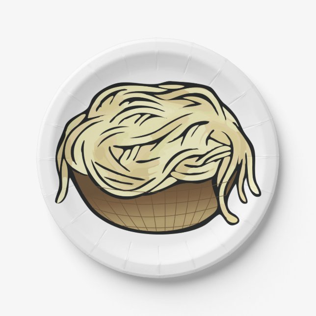 Bowl of Spaghetti Pasta Noodle Food Paper Plates (Front)
