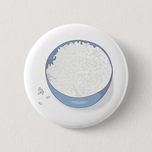 bowl of white rice pinback button (Front)