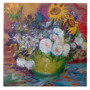 Bowl with Flowers, Van Gogh Ceramic Tile