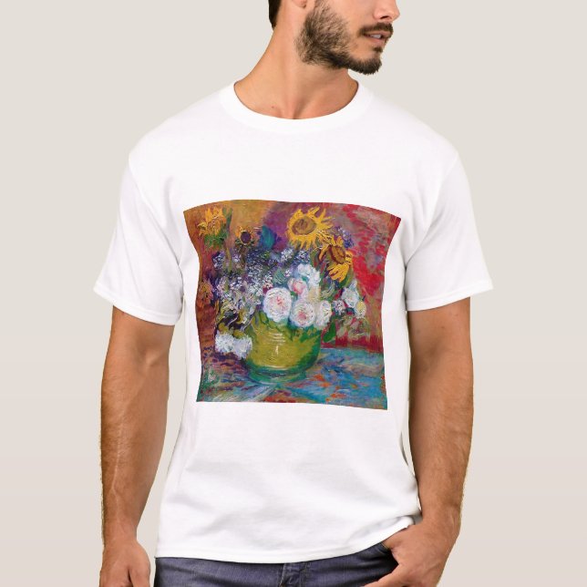 Bowl with Flowers, Van Gogh T-Shirt (Front)