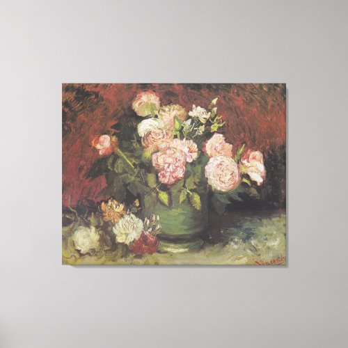 Bowl with Peonies and Roses by Vincent van Gogh Canvas Print