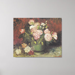 Bowl with Peonies and Roses by Vincent van Gogh  Canvas Print