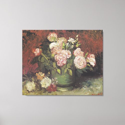 Bowl with Peonies and Roses by Vincent van Gogh  Canvas Print