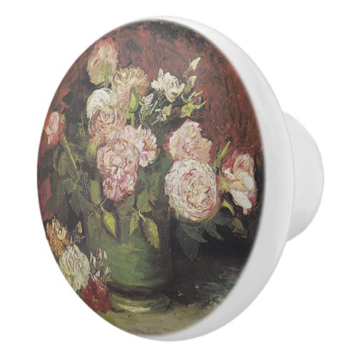 Bowl with Peonies and Roses by Vincent van Gogh    Ceramic Knob