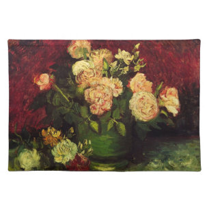 Bowl with Peonies and Roses by Vincent van Gogh Cloth Placemat