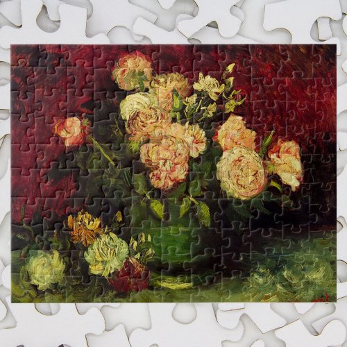 Bowl with Peonies and Roses by Vincent van Gogh Jigsaw Puzzle