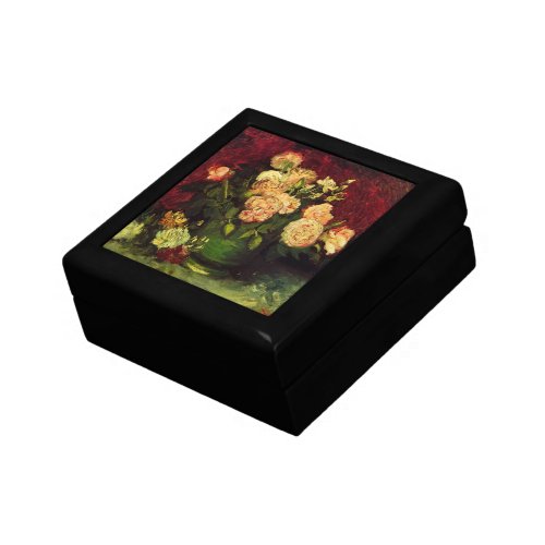 Bowl with Peonies and Roses by Vincent van Gogh Keepsake Box