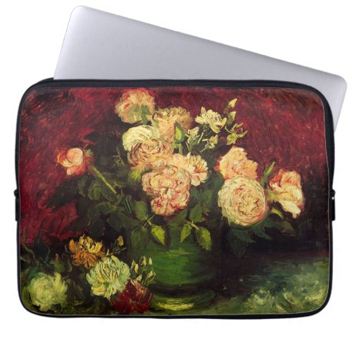 Bowl with Peonies and Roses by Vincent van Gogh Laptop Sleeve