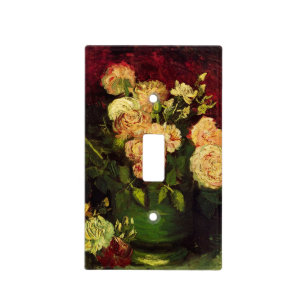 Bowl with Peonies and Roses by Vincent van Gogh Light Switch Cover