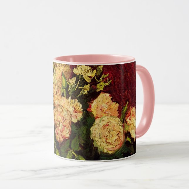 Bowl with Peonies and Roses by Vincent van Gogh Mug (Front Right)