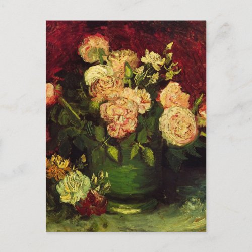 Bowl with Peonies and Roses by Vincent van Gogh Postcard