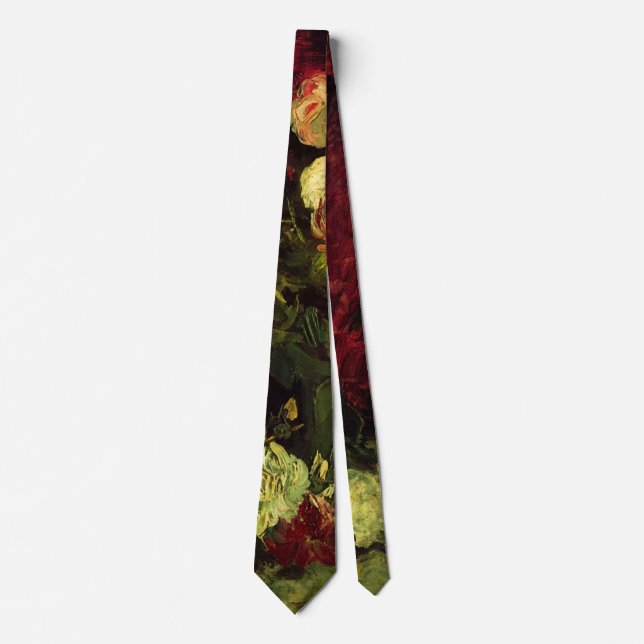 Bowl with Peonies and Roses by Vincent van Gogh Tie (Front)